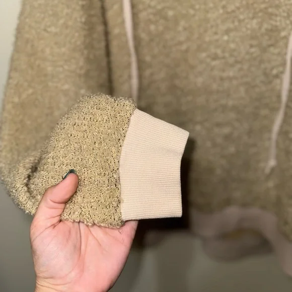 Beige Textured Knit Hoodie by Easel - Picture 3 of 5